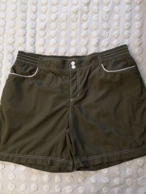 Merona Women's Size L Olive Green Athletic Shorts with White Trim
